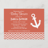 Dark Coral Chevron; Anker Uitnodiging Briefkaart (Voorkant)