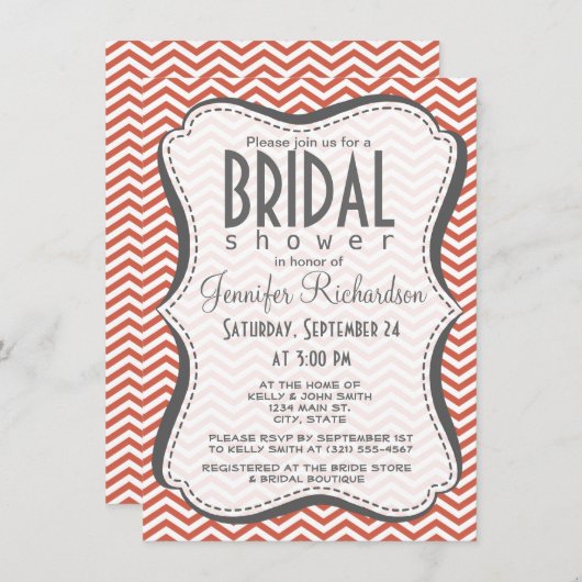 Dark Coral Chevron Kaart (Voorkant / Achterkant)