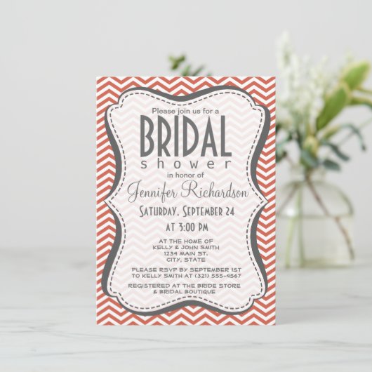 Dark Coral Chevron Kaart (Staand voorkant)