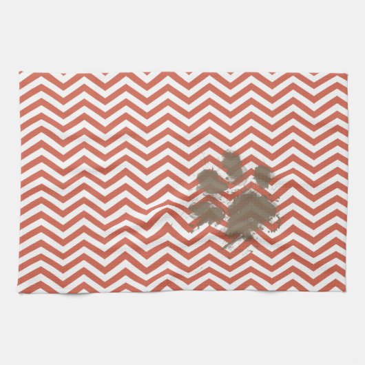 Dark Coral Chevron Theedoek (Horizontaal)