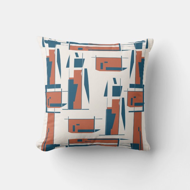 Dark Coral Turquoise Verticale Abstracte Danser Lo Kussen (Voorkant)