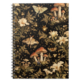 Dark Cottagecore Botanical Pattern Fabric - Vintag Notitieboek