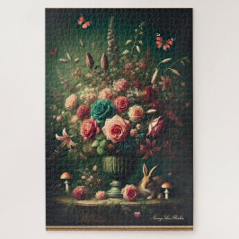 Dark Cottagecore Floral Bunny Mushroom Boeket Legpuzzel