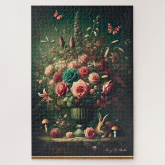 Dark Cottagecore Floral Bunny Mushroom Boeket Legpuzzel