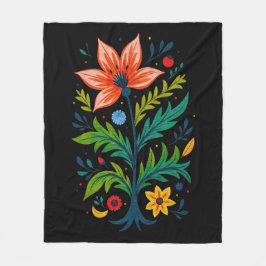 Dark Cottagecore Moody Boho Folk Art Floral Tree Fleece Deken