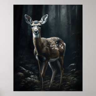 Dark Cottagecore Whitetail Herten Art Print Poster
