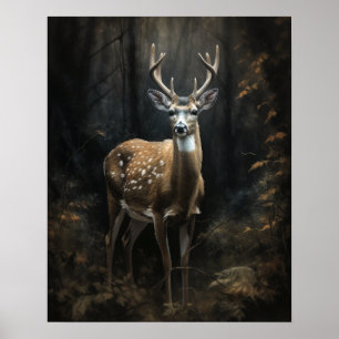 Dark Cottagecore Whitetail Herten Art Print Poster