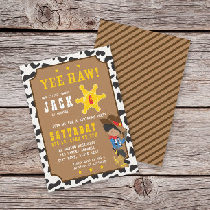 Dark Cowboy Wild West Birthday Invitation Kaart