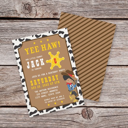 Dark Cowboy Wild West Birthday Invitation Kaart