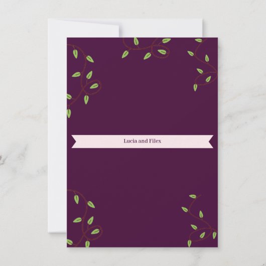 Dark Crimson in the Forest Wedding Detail Kaart (Achterkant)