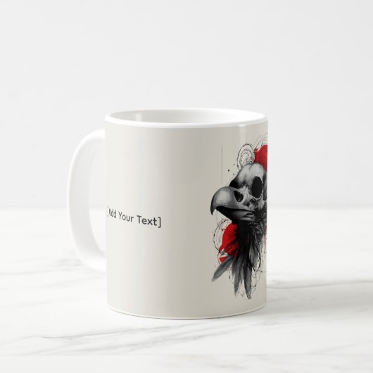 Dark Crow Skull Gothic Grunge Art Mug Koffiemok (Voorkant links)