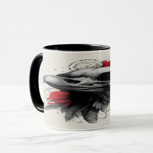 Dark Crow Skull Gothic Grunge Art Mug Mok (Voorkant links)