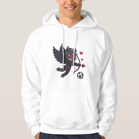 Dark Cupid Soccer Player - Anti-Valentine's Day Hoodie (Voorkant)