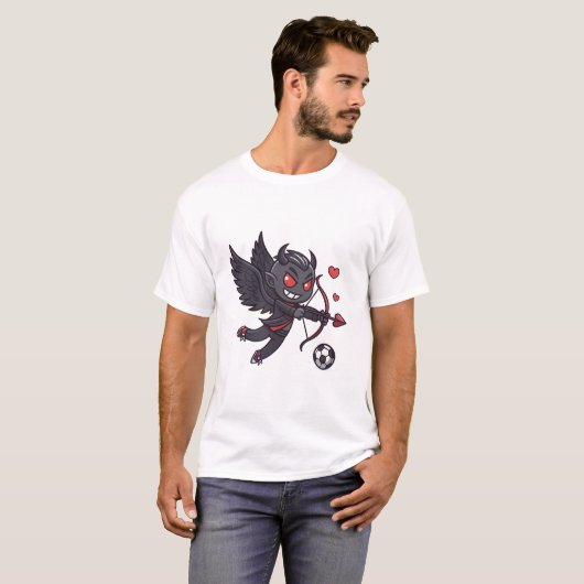 Dark Cupid Soccer Player - Anti-Valentine's Day T-shirt (Voorkant volledig)