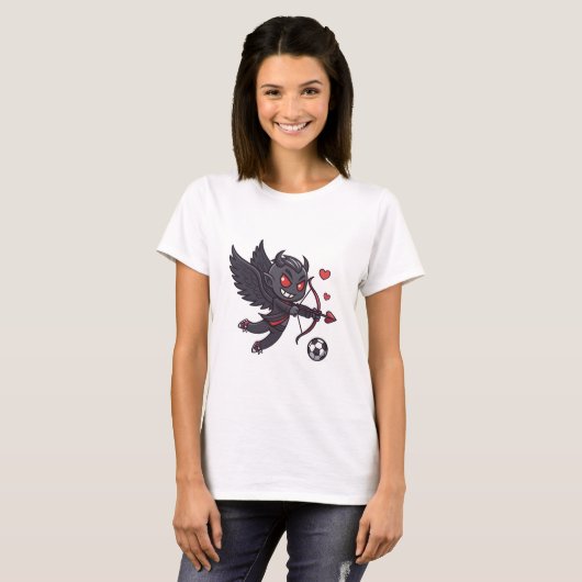 Dark Cupid Soccer Player - Anti-Valentine's Day T-shirt (Voorkant volledig)