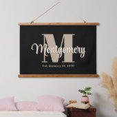 Dark Custom Familienaam Teken Trouwcadeau Idee Hangend Wandkleed (Slaapkamer)
