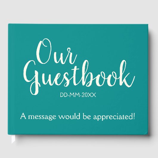Dark Cyan, Ivory Generic Event Guestbook Gastenboek (Voorkant)