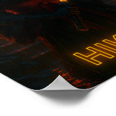 Dark Cyberpunk Anime Girl met een gloeiende Katana Poster (Hoek)