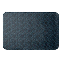 Dark Damask Blue Black Swirl Masculine Pattern Badmat