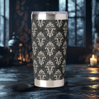 Dark Damask Design Geïsoleerde Drinkbeker
