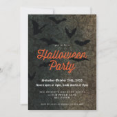 Dark Damask en Bats Halloween Party Invitation Kaart (Voorkant)