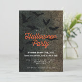 Dark Damask en Bats Halloween Party Invitation Kaart (Staand voorkant)