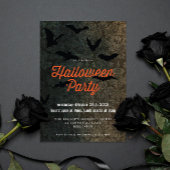 Dark Damask en Bats Halloween Party Invitation Kaart
