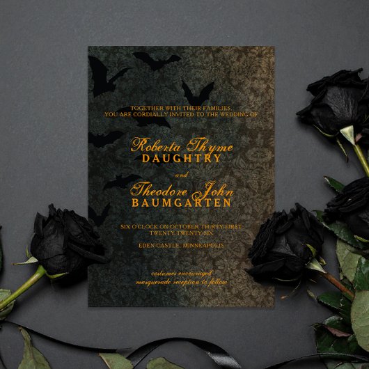 Dark Damask Halloween Uitnodiging