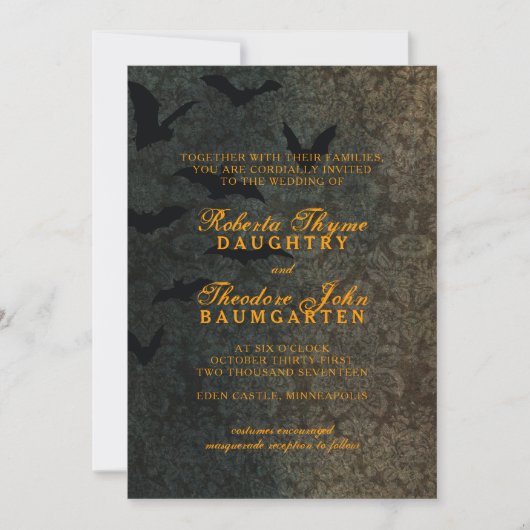 Dark Damask Halloween Uitnodiging (Voorkant)