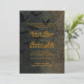Dark Damask Halloween Uitnodiging (Staand voorkant)