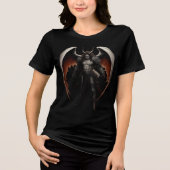 Dark Demon Warrior with Fiery Wings Tri-Blend Shirt (Voorkant)