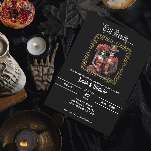 Dark Dia De Los Muertos verlovingsfeest Kaart