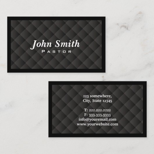 Dark Diamond Quilt Pastor Visitekaartje (Voorkant / Achterkant)