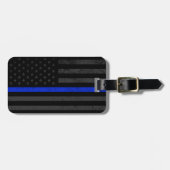 Dark Disted Police Style American Flag Bagagelabel (Voorkant horizontaal)