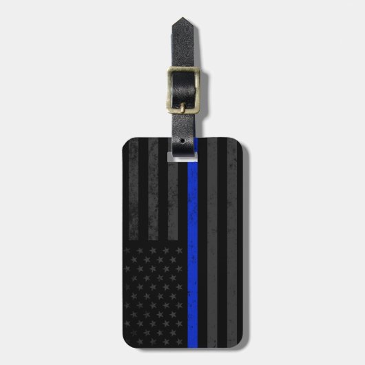 Dark Disted Police Style American Flag Bagagelabel (Voorkant verticaal)
