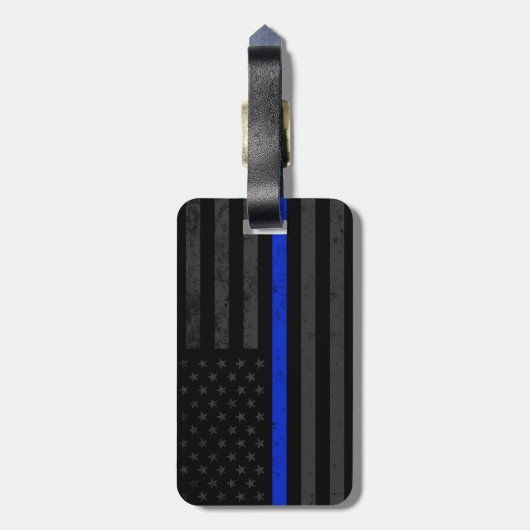 Dark Disted Police Style American Flag Bagagelabel (Achterkant verticaal)