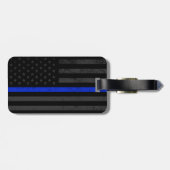 Dark Disted Police Style American Flag Bagagelabel (Achterkant horizontaal)