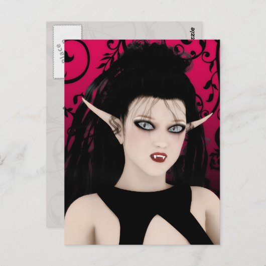 Dark Diva Gothic Vampire Art Briefkaart (Voorkant / Achterkant)