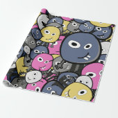 Dark Doodle Monster Cartoon Cadeaupapier (Uitgerold)