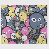 Dark Doodle Monster Cartoon Cadeaupapier (Vlak)