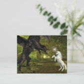 Dark Dragon vs Unicorn Battle Magic Briefkaart (Staand voorkant)