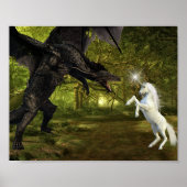 Dark Dragon VS Unicorn Fantasy Battle Poster (Voorkant)