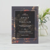 Dark Dramatic Moody herfst Floral Custom Wedding Kaart (Staand voorkant)