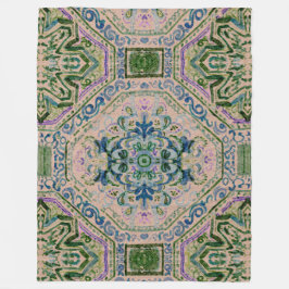 Dark Earth Damask-y Quatrefoil Fleece Deken