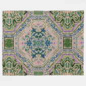 Dark Earth Damask-y Quatrefoil Fleece Deken (Voorkant (Horizontaal))