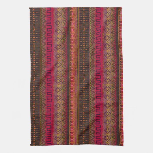 Dark Earth Tones Ethnic Mud Cloth geïnspireerd Theedoek (Verticaal)