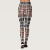 Dark Earthy Green Tan Tartan Plaid Leggings (Achterkant)