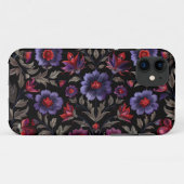 Dark Elegance: Black and Purple Floral Pattern Case-Mate iPhone Case (Achterkant (horizontaal))