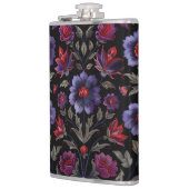 Dark Elegance: Black and Purple Floral Pattern Heupfles (Links)
