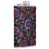 Dark Elegance: Black and Purple Floral Pattern Heupfles (Rechts)